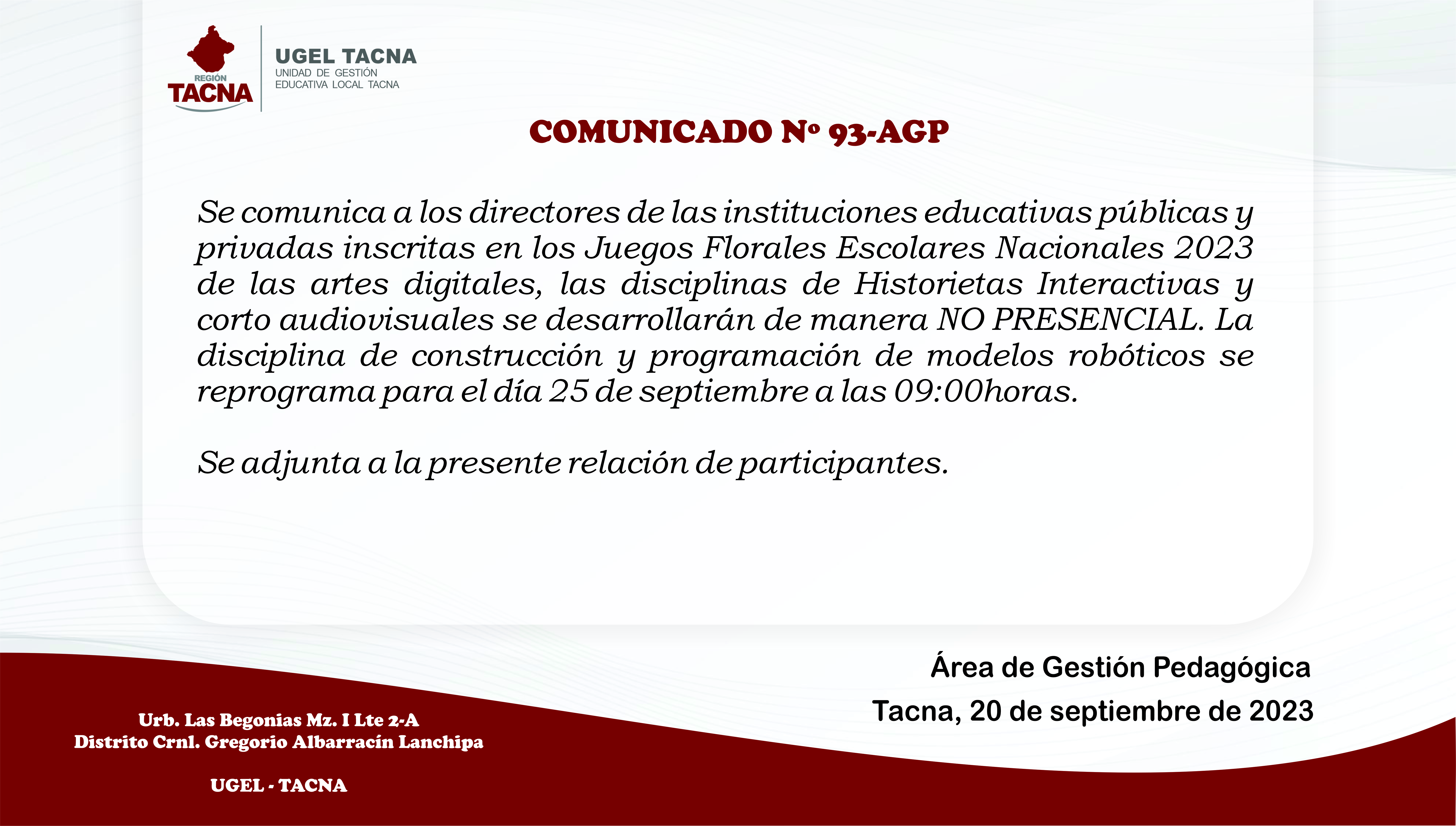 Comunicado Nº93-2023-AGP