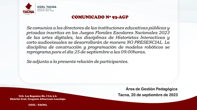 Comunicado Nº93-2023-AGP