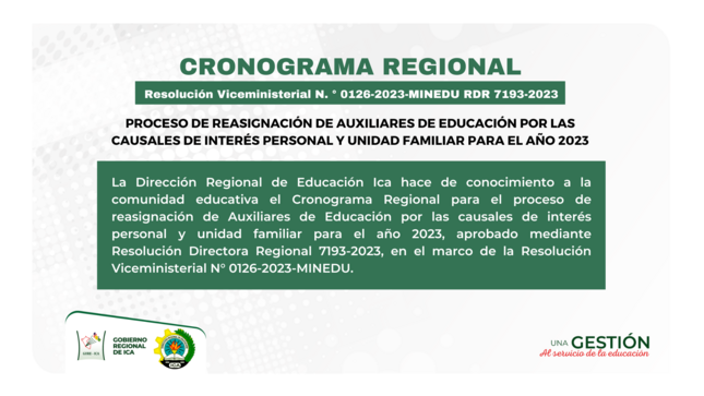 Proceso de reasignación de auxiliares de educación por las causales de interés personal y unidad familiar para el año 2023