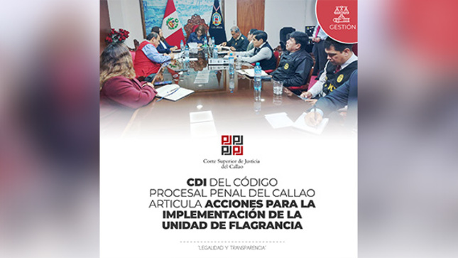Comisión Distrital de Implementación del Código Procesal Penal del Callao articula acciones para implementación de la Unidad de Flagrancia