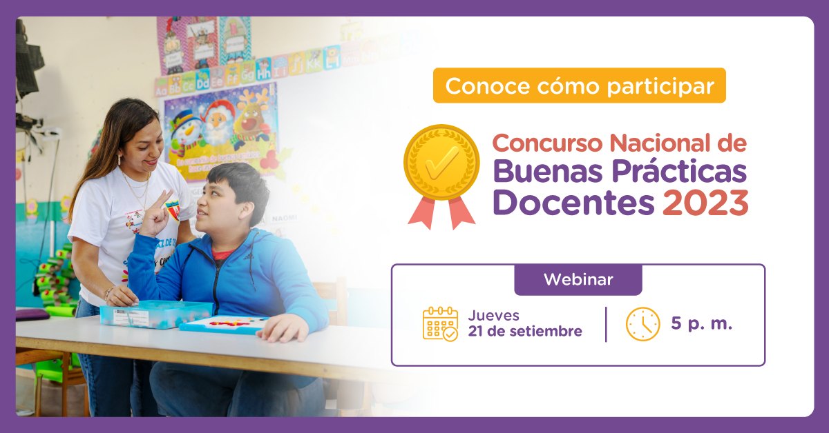 ¡Atención, docentes y directivos! No se pierdan nuestro webinar sobre el Concurso Nacional de Buenas Prácticas Docentes 2023. Conozcan las categorías, las fechas clave y los requisitos de inscripción. ¡Los esperamos! Ver menos
