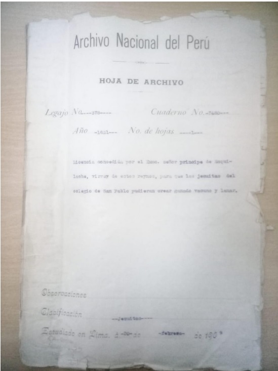 Declaran Patrimonio Cultural de la Nación a la Serie Control de Abastos de la sección Gobierno de la Ciudad del fondo Cabildo de Lima (1621)