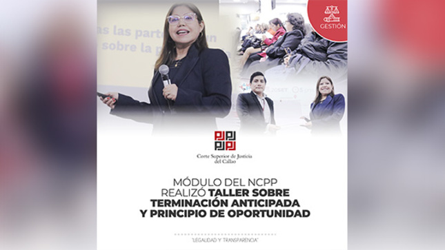 Módulo del Nuevo Código Procesal Penal realizó taller sobre terminación anticipada y principio de oportunidad