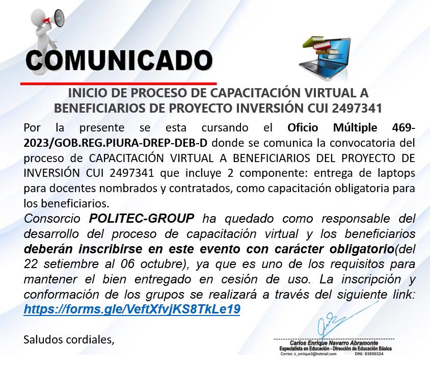 Inscripción curso "Uso de Plataformas Virtuales y otros medios de conectividad"