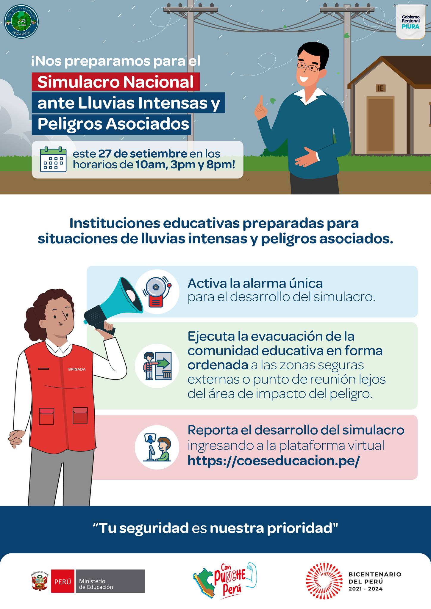 Simulacro de Lluvias Intensas y Peligros Asociados.