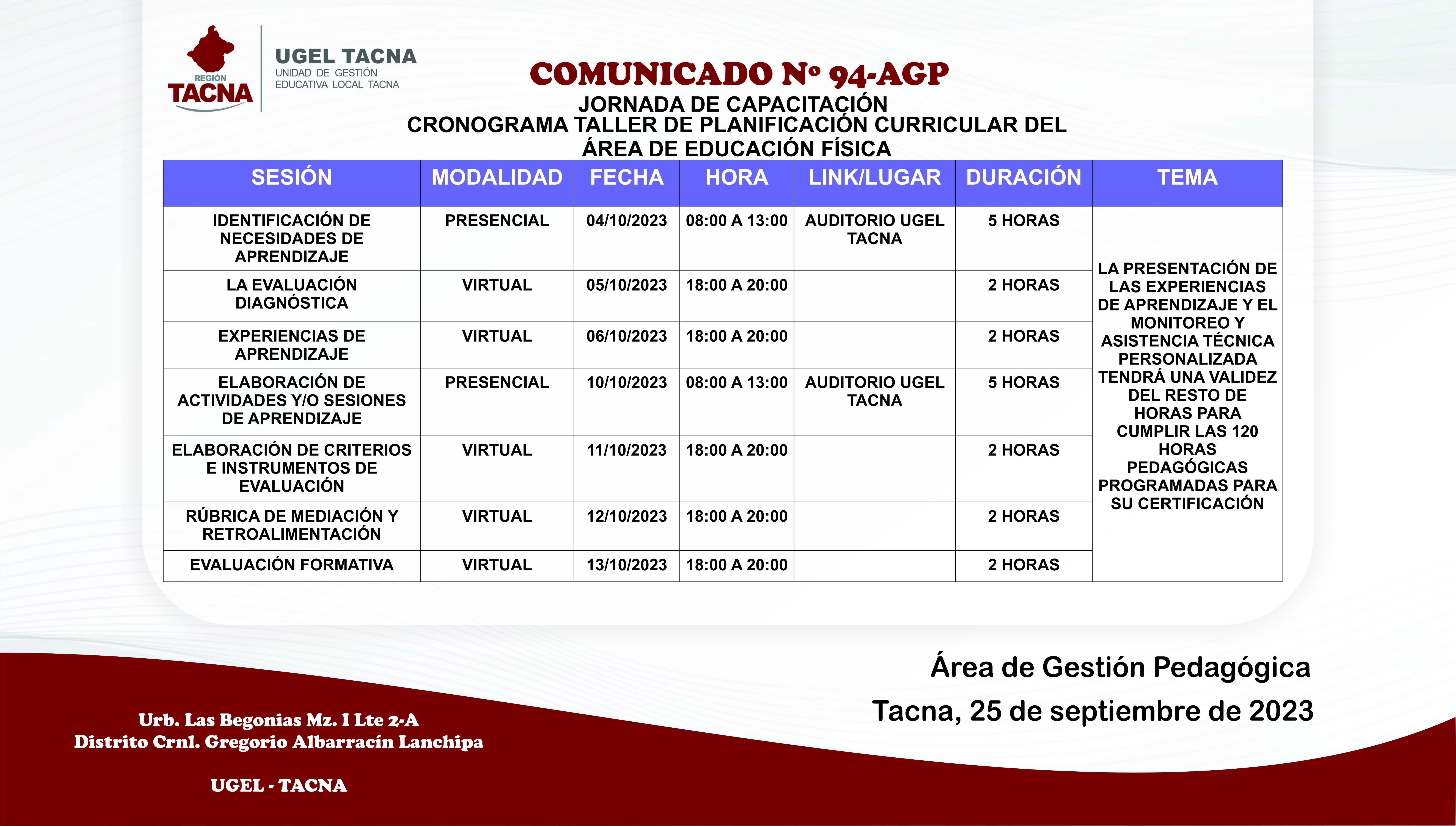 Comunicado Nº94-2023-AGP
