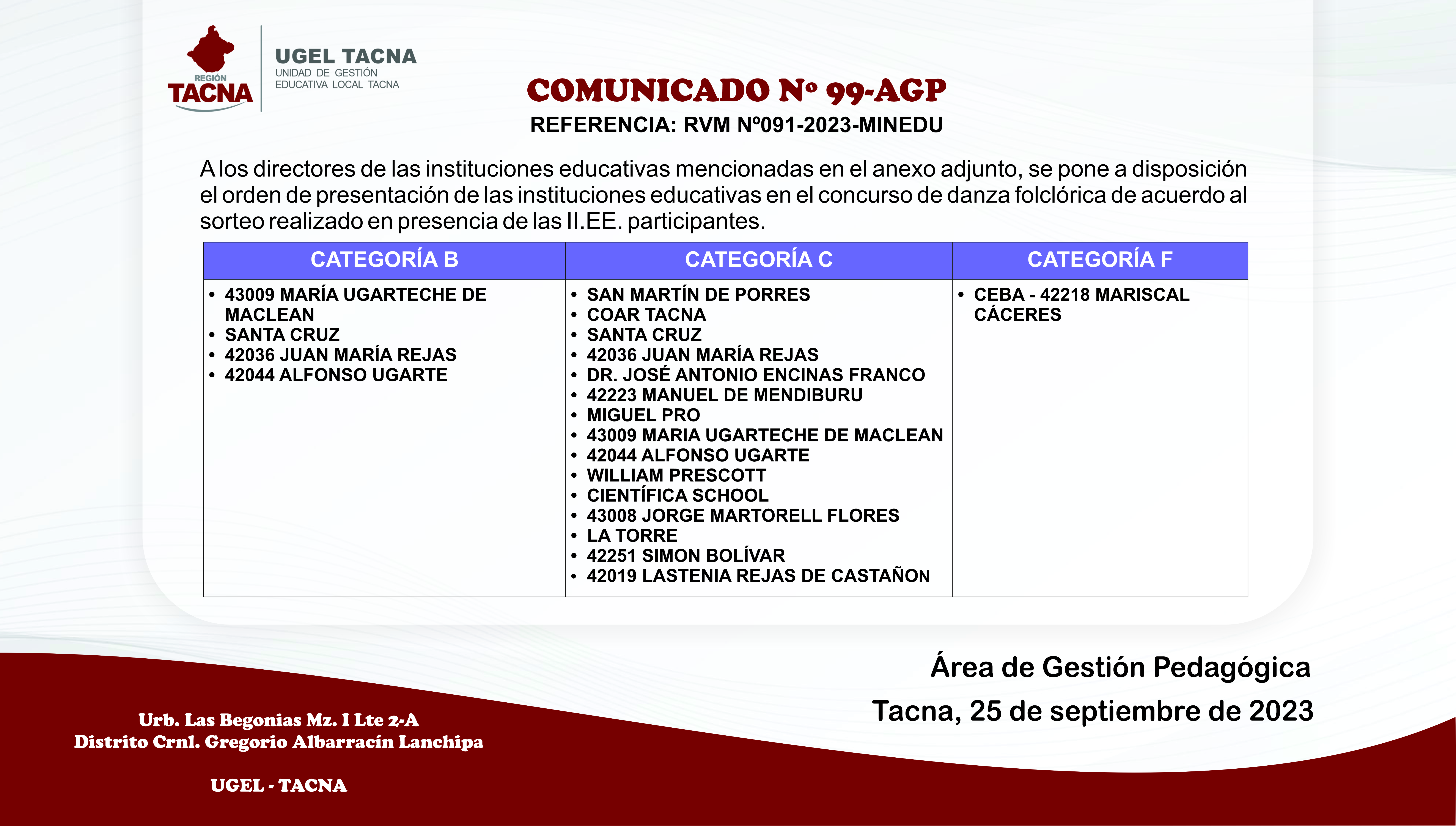 Comunicado Nº99-2023-AGP