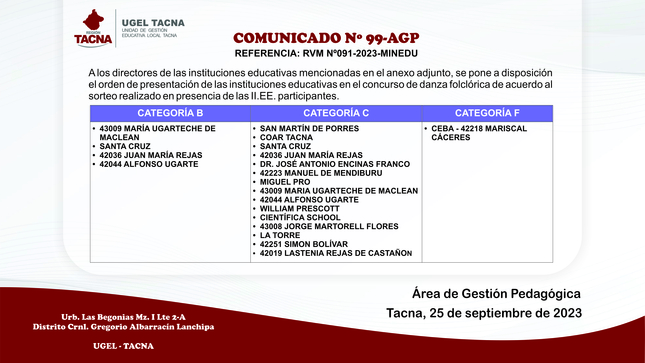 Comunicado Nº99-2023-AGP