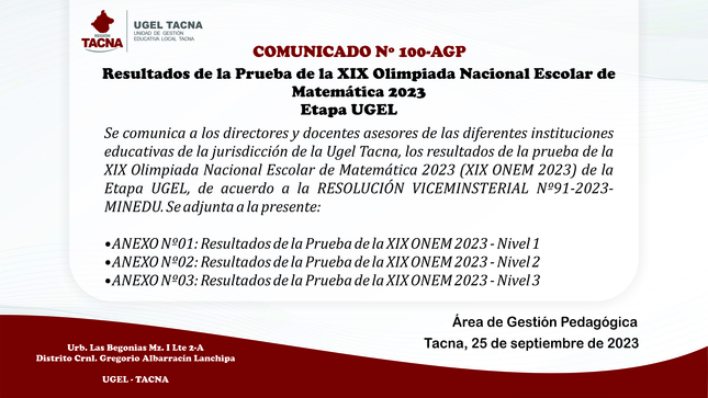 Comunicado Nº100-2023-AGP