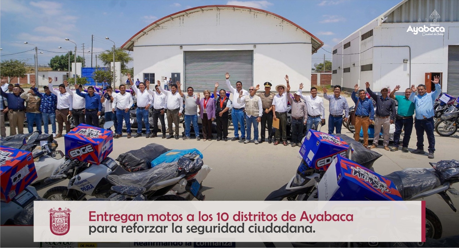 Entregan motos a los 10 distritos de Ayabaca para reforzar la seguridad ciudadana