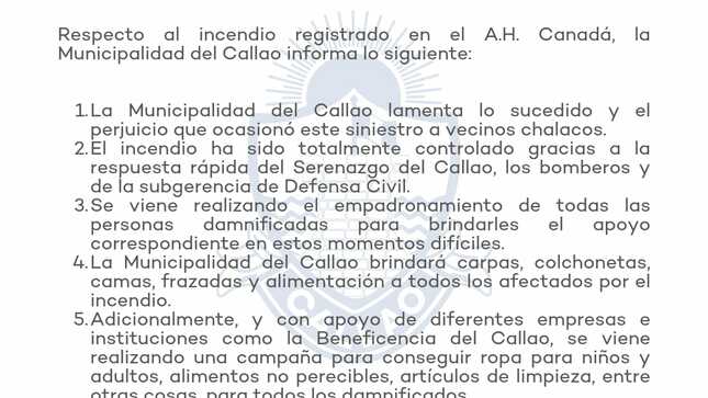 incendio comunicado