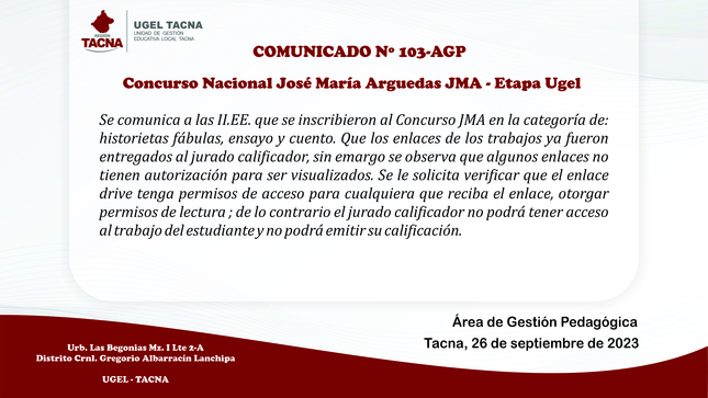 Comunicado Nº103-2023-AGP