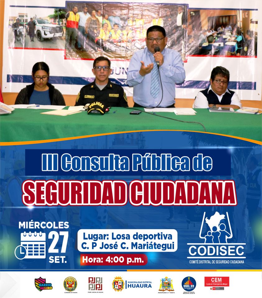 ESTE MIÉRCOLES 27 DE SEPTIEMBRE SE LLEVARÁ A CABO LA III CONSULTA PÚBLICA DE SEGURIDAD CIUDADANA