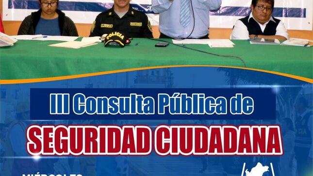 ESTE MIÉRCOLES 27 DE SEPTIEMBRE SE LLEVARÁ A CABO LA III CONSULTA PÚBLICA DE SEGURIDAD CIUDADANA 