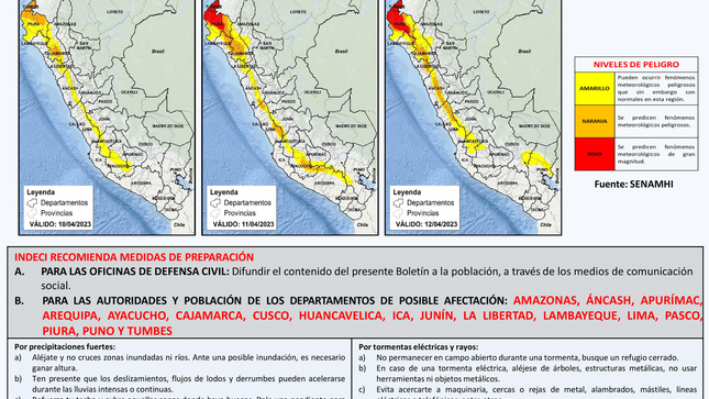 BOLETÍN INFORMATIVO DE AVISO METEOROLÓGICO N°073-INDECI