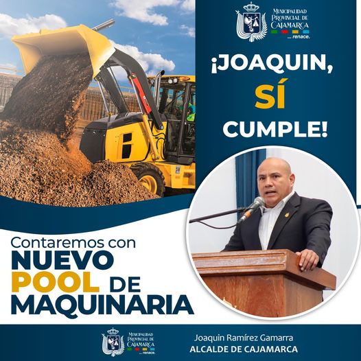 El alcalde provincial, Joaquín Ramírez Gamarra, anunció con entusiasmo que la Municipalidad Provincial de Cajamarca ha asegurado una inversión de más de 7.5 millones de soles para la adquisición de un nuevo pool de maquinaria, fortaleciendo así el compromiso de la administración municipal con el desarrollo de la provincia.
👏🏻Esta inversión estratégica tiene como objetivo principal reforzar las labores de descolmatación de ríos y quebradas, en previsión del inminente fenómeno del Niño costero. Además, la nueva maquinaria desempeñará un papel crucial en la mejora y el mantenimiento de las trochas carrozables, así como en la apertura de nuevas vías, lo que contribuirá al crecimiento y la conectividad de nuestra región.
👉🏻La adquisición de este moderno pool de maquinaria es un paso significativo hacia la preparación y el fortalecimiento de la infraestructura local, garantizando una respuesta efectiva ante situaciones de emergencia y promoviendo un desarrollo sostenible en Cajamarca.
