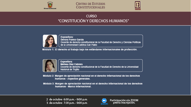El Centro de Estudios Constitucionales del Tribunal Constitucional organiza el curso virtual Constitución y DD.HH.