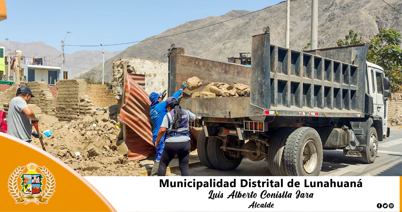 En su trabajo diario de la Unidad de Fiscalización, el personal detecto un derrumbe de una pared de adobe que se encuentra ubicado en Jr. 28 de Julio del cercado de Lunahuaná, por lo que, se realizó las coordinaciones con la Unidad de Limpieza Publica para efectuar la limpieza correspondiente y se procedió a colocar la cinta de seguridad para evitar posibles incidentes.