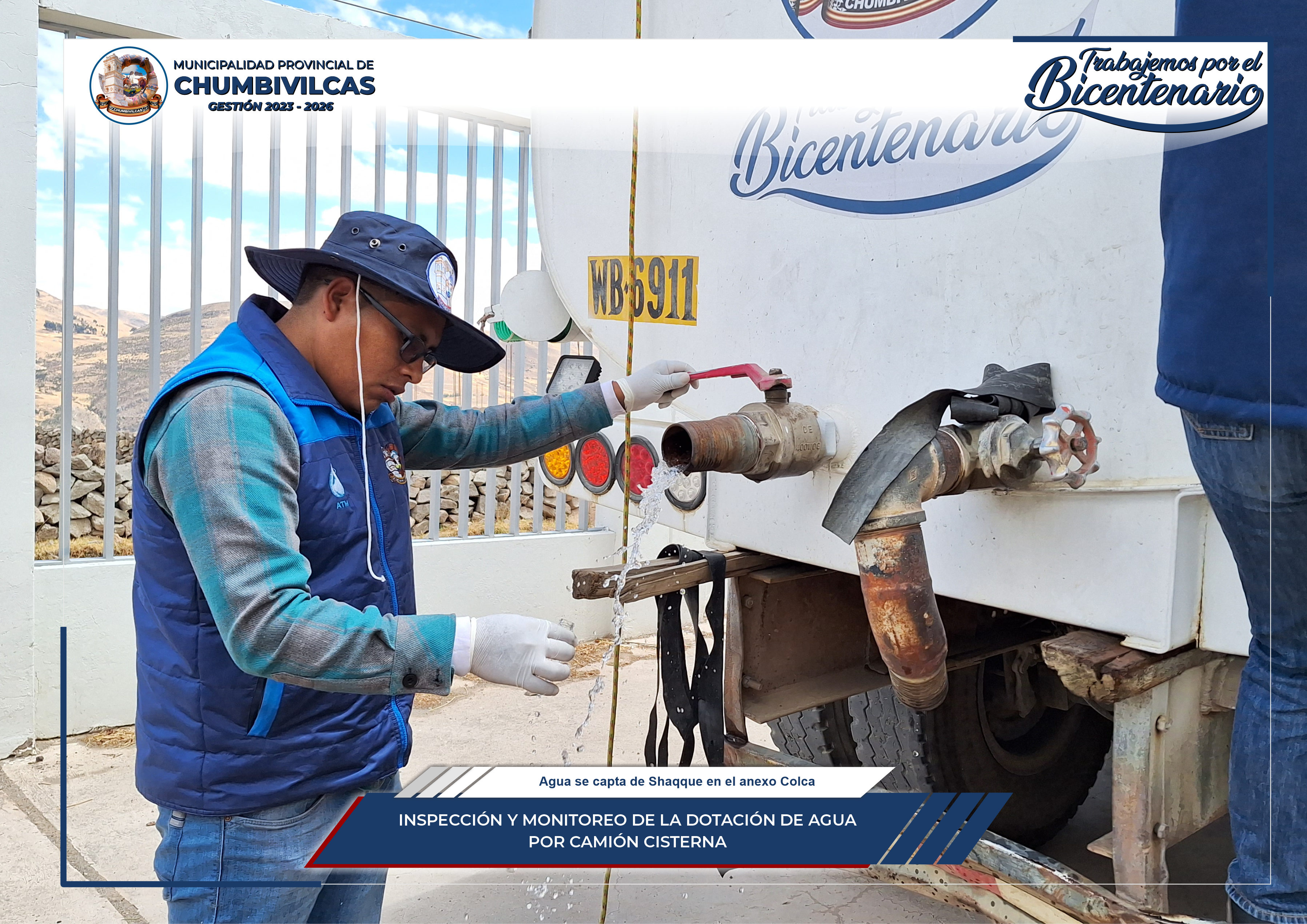 Chumbivilcas: Se realiza inspección y monitoreo de la dotación de agua por camión cisterna en el distrito de Santo Tomás