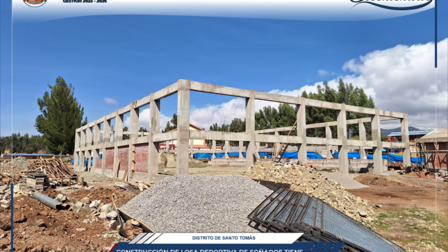 Chumbivilcas: Construcción de losa deportiva de Soñaqqe tiene un 38% de avance físico 