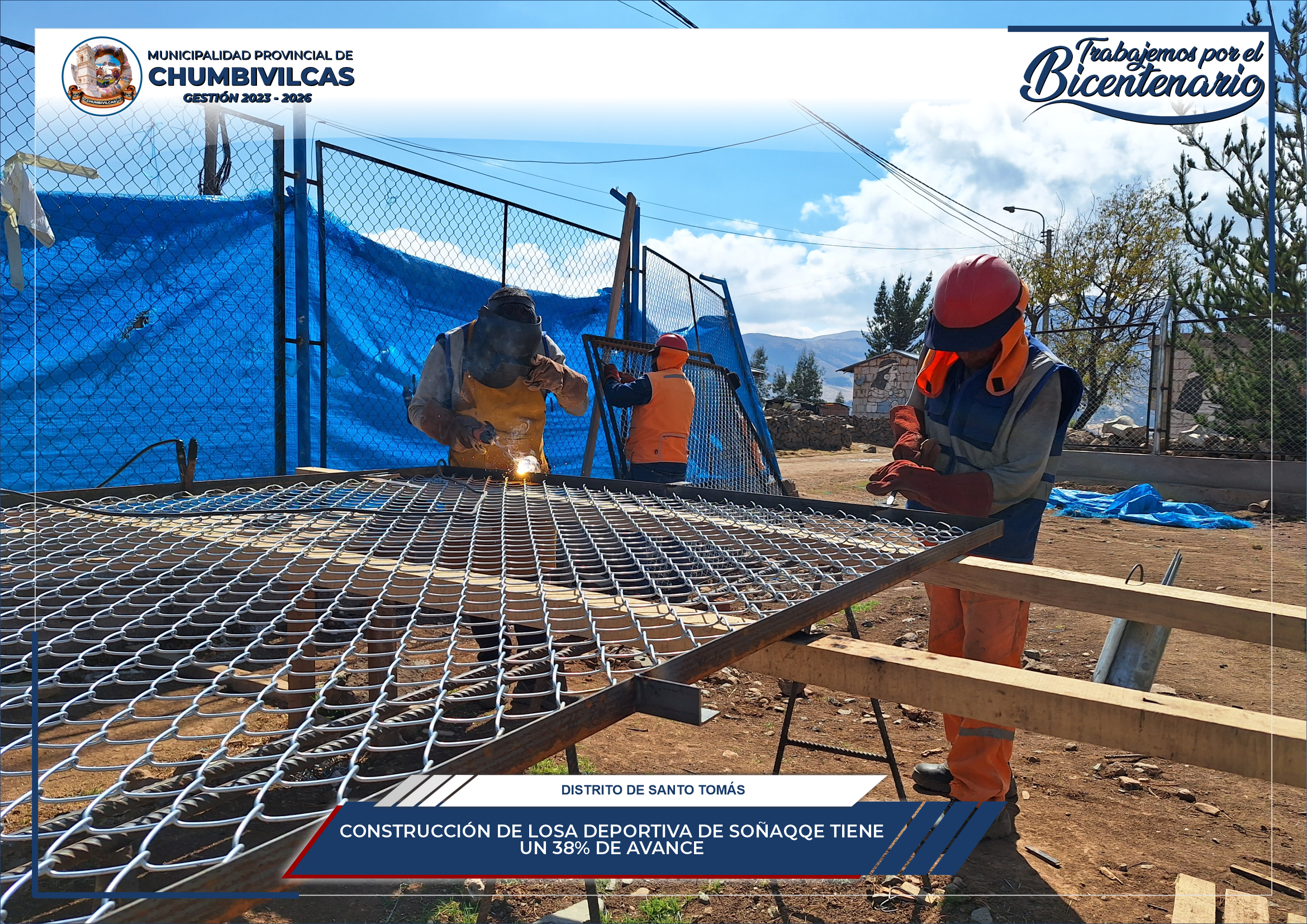 Chumbivilcas: Construcción de losa deportiva de Soñaqqe tiene un 38% de avance físico