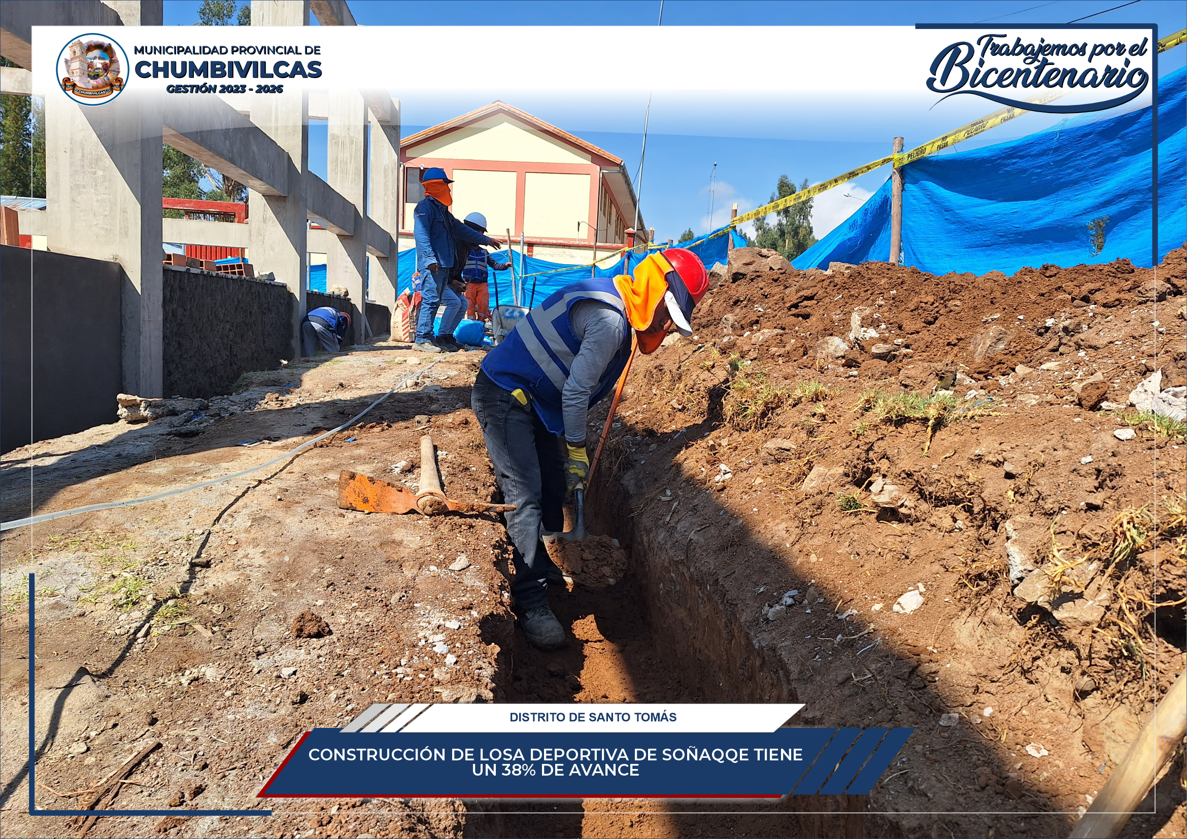 Chumbivilcas: Construcción de losa deportiva de Soñaqqe tiene un 38% de avance físico