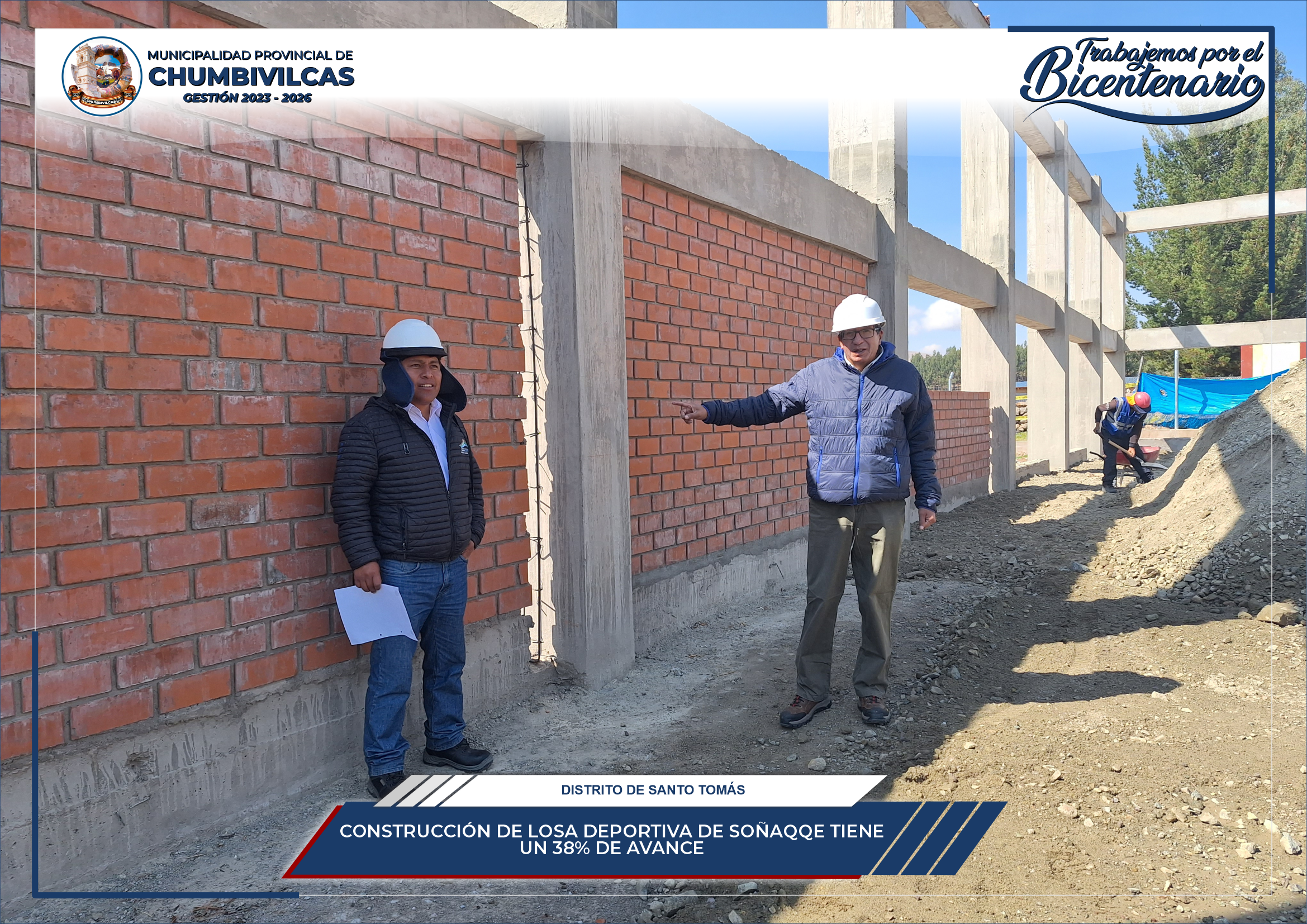 Chumbivilcas: Construcción de losa deportiva de Soñaqqe tiene un 38% de avance físico