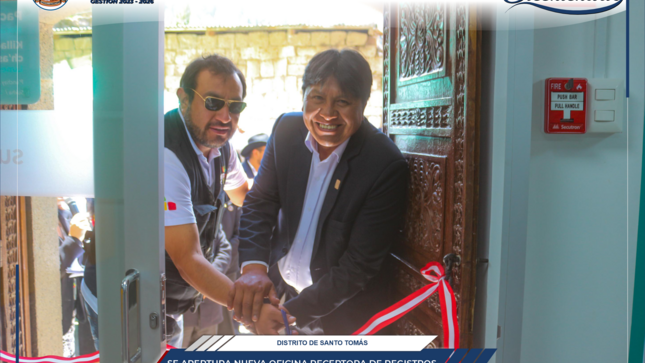 Apertura nueva oficina receptora de registros públicos en la provincia de Chumbivilcas 