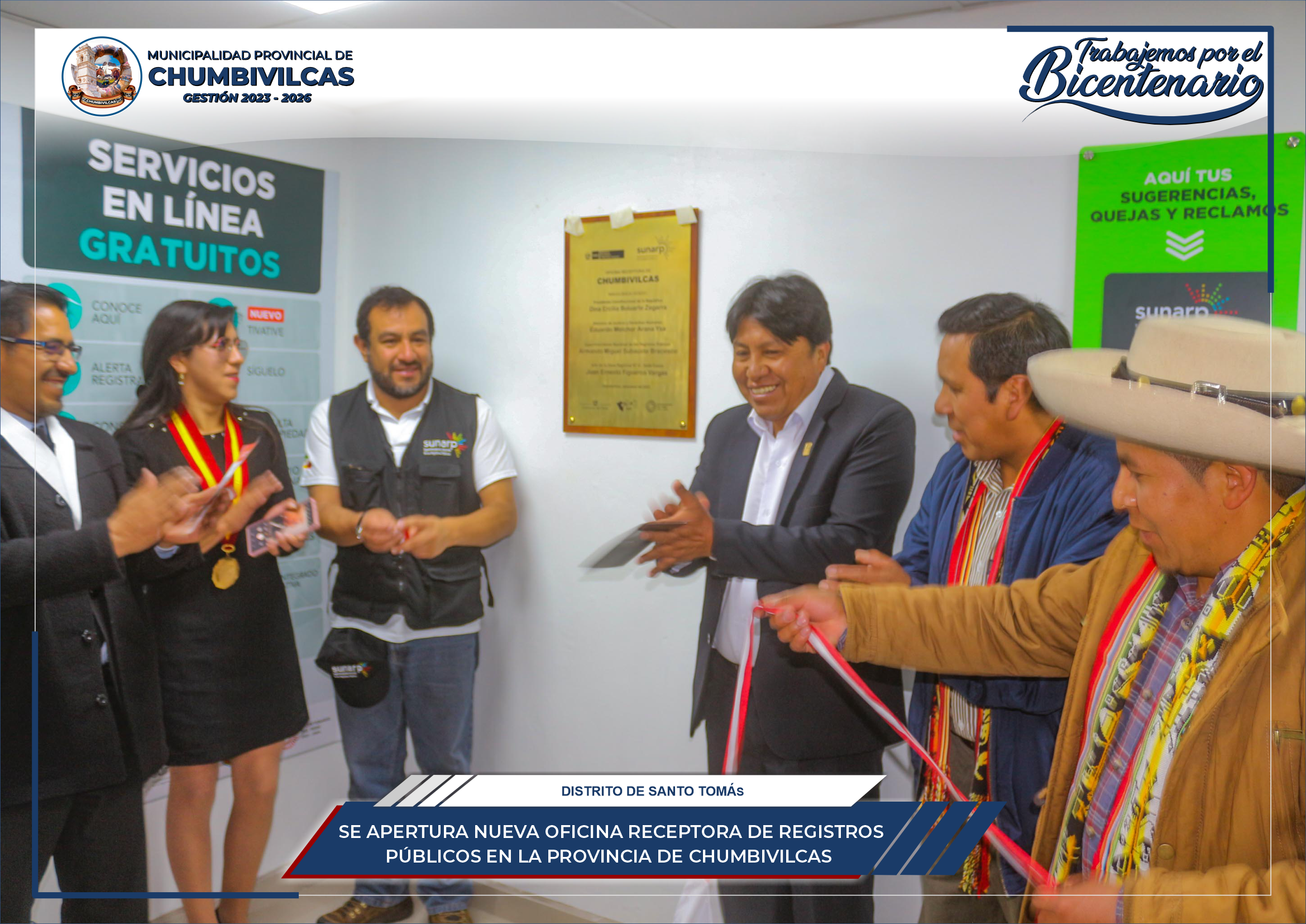 Apertura nueva oficina receptora de registros públicos en la provincia de Chumbivilcas