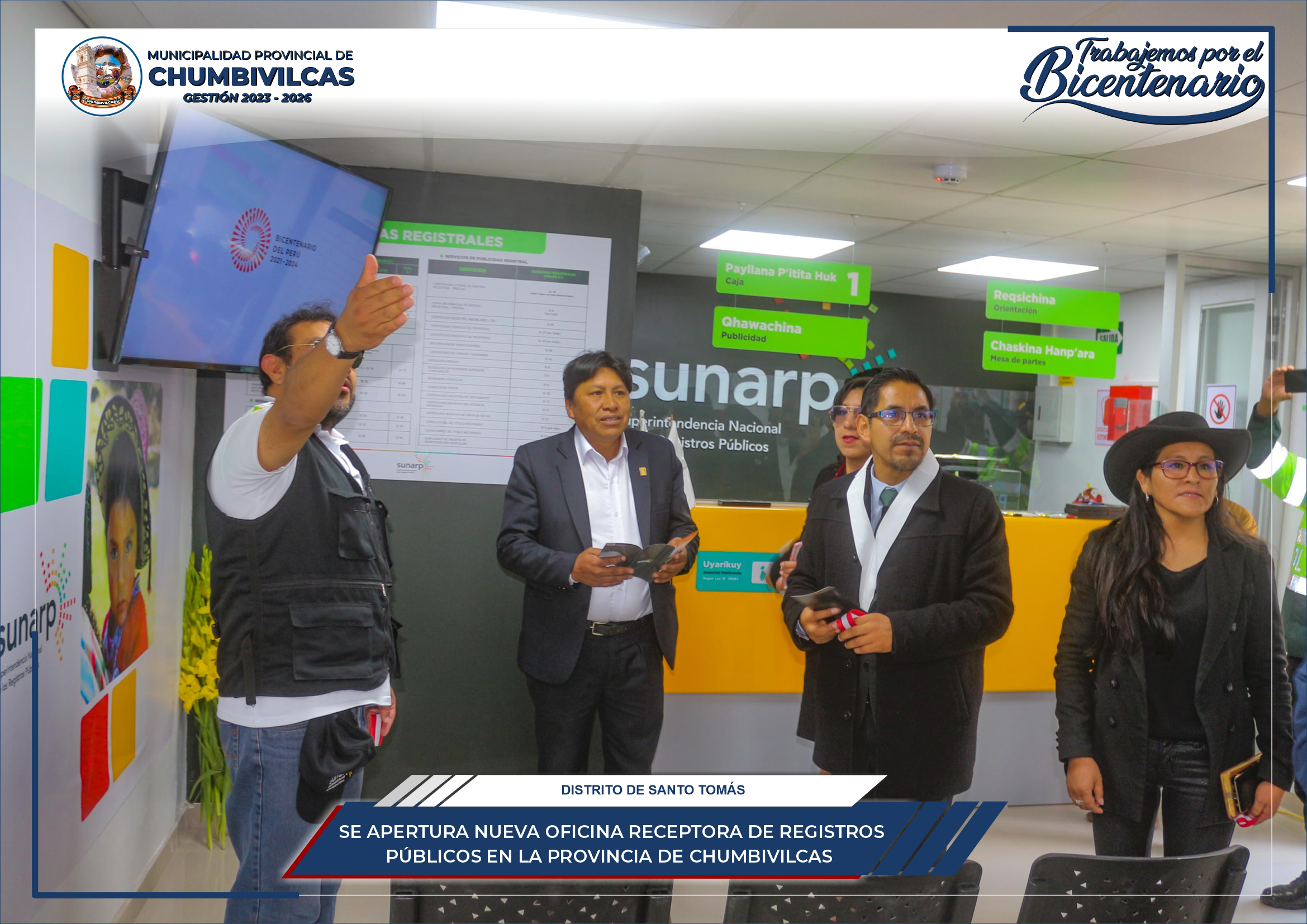 Apertura nueva oficina receptora de registros públicos en la provincia de Chumbivilcas