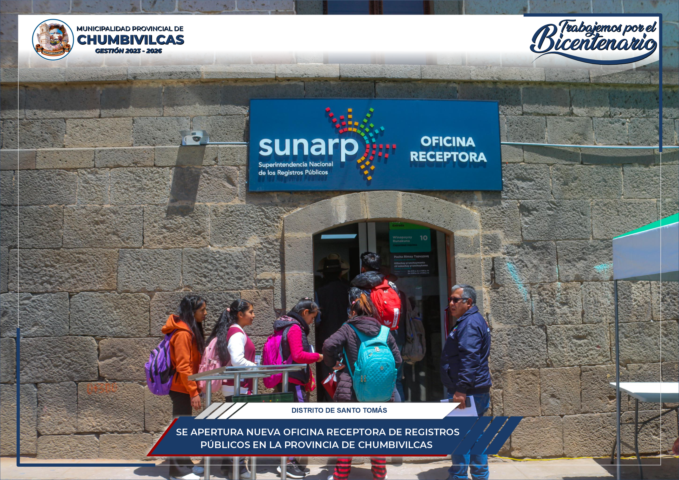 Apertura nueva oficina receptora de registros públicos en la provincia de Chumbivilcas