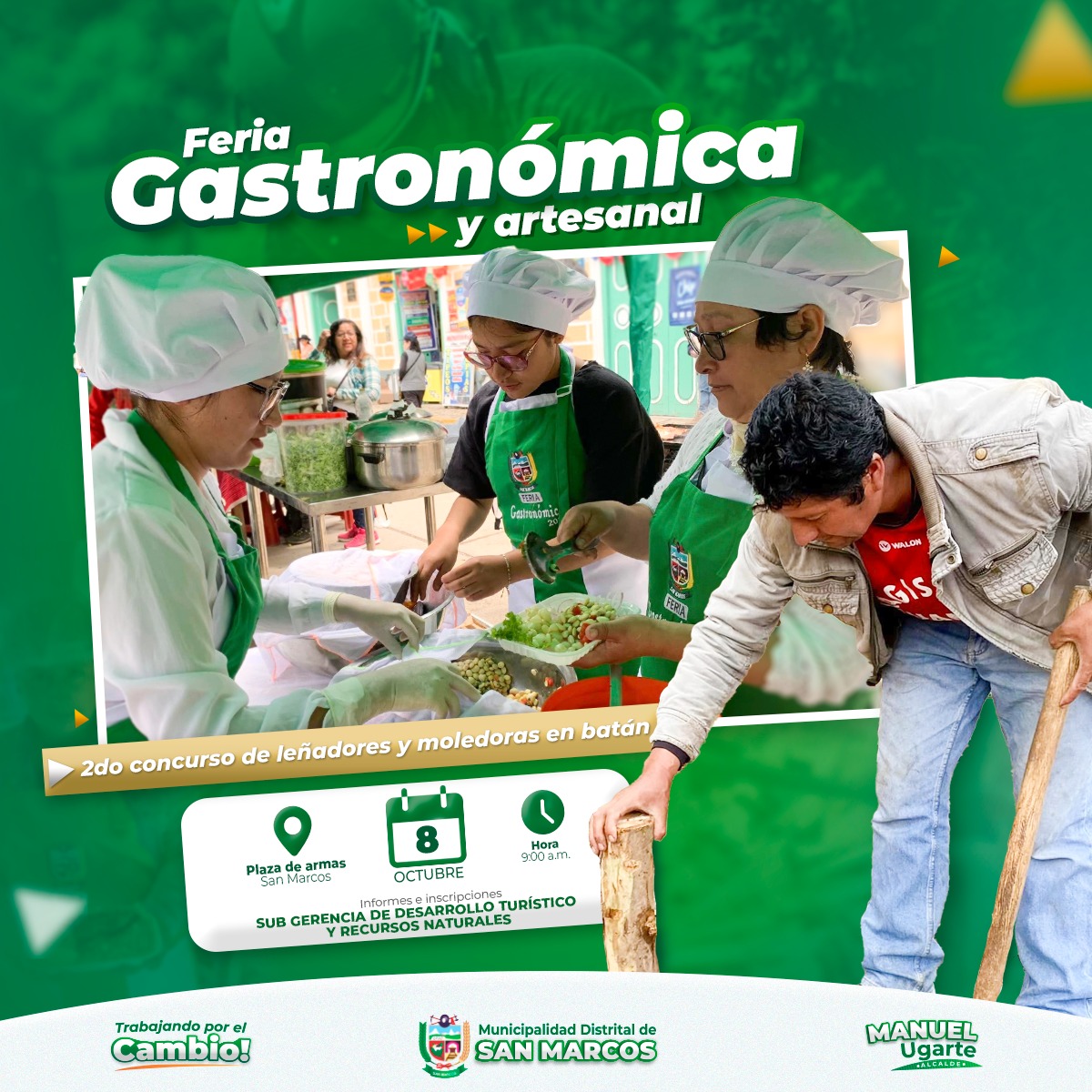Feria gastronómica y concurso de moledora en batán y el leñadores más rápido.