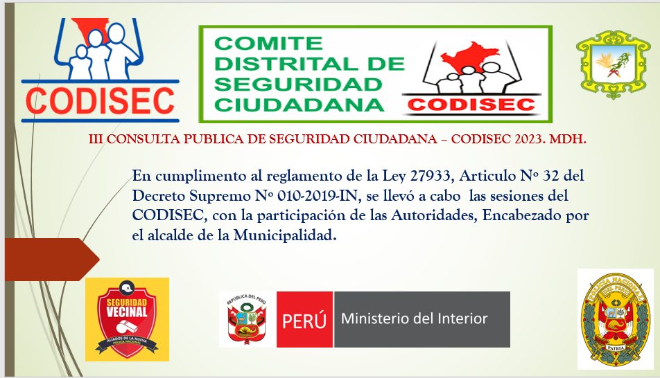 III Consulta Pública de Seguridad Ciudadana CODISEC Huamanguilla 2023