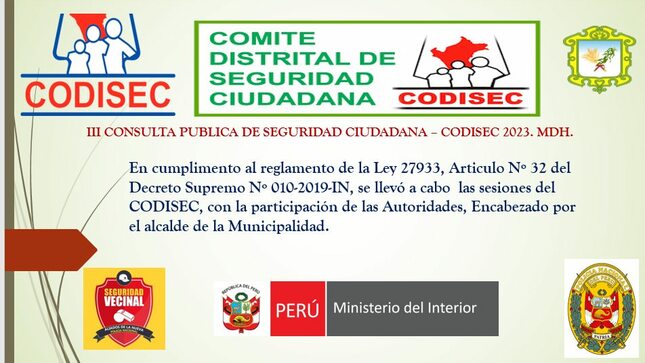 III Consulta Pública de Seguridad Ciudadana CODISEC Huamanguilla 2023