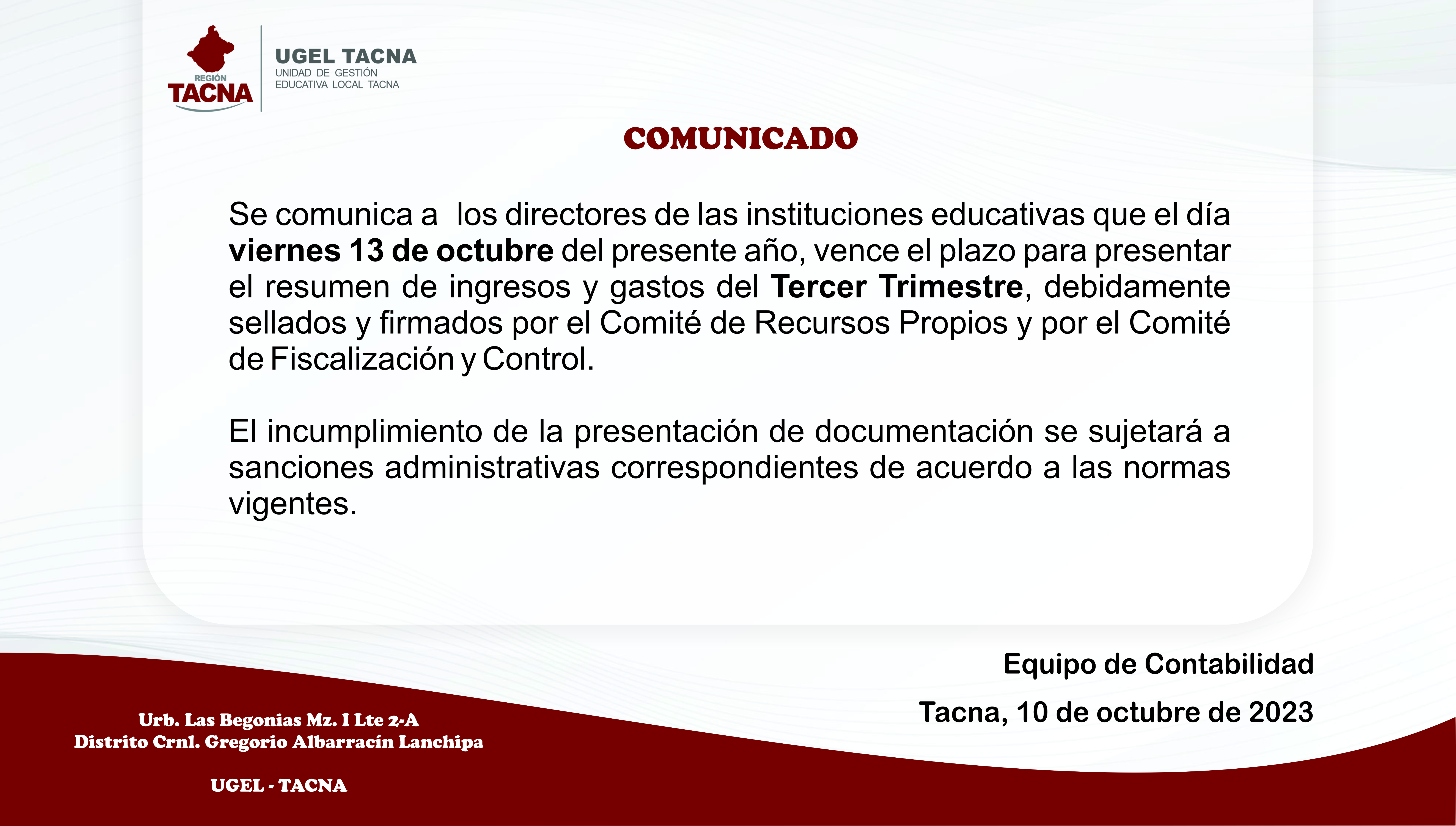 Archivo JPG de comunicado