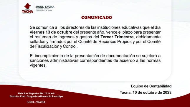 Archivo JPG de comunicado