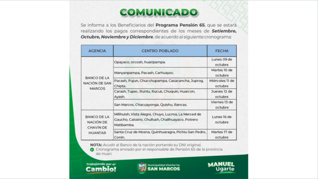 Comunicado MDSM - Pensión 65