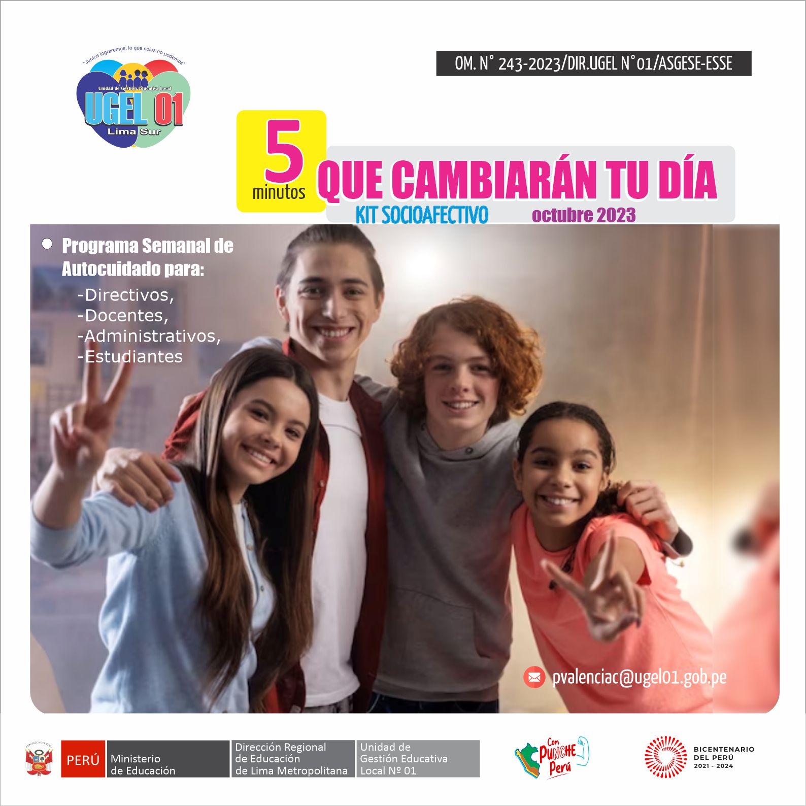 5 minutos que cambiarán tu día y el Kit Socio afectivo correspondiente al mes de octubre 2023