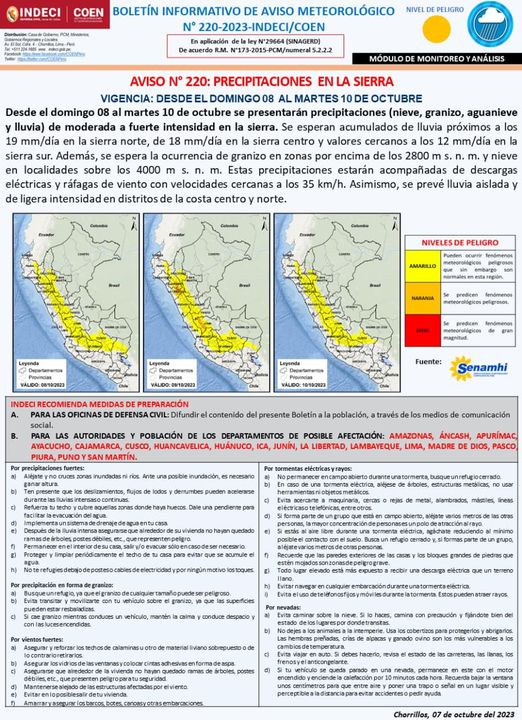 PRECIPITACIONES DE MAYOR INTENSIDAD
A TENER EN CUENTA 