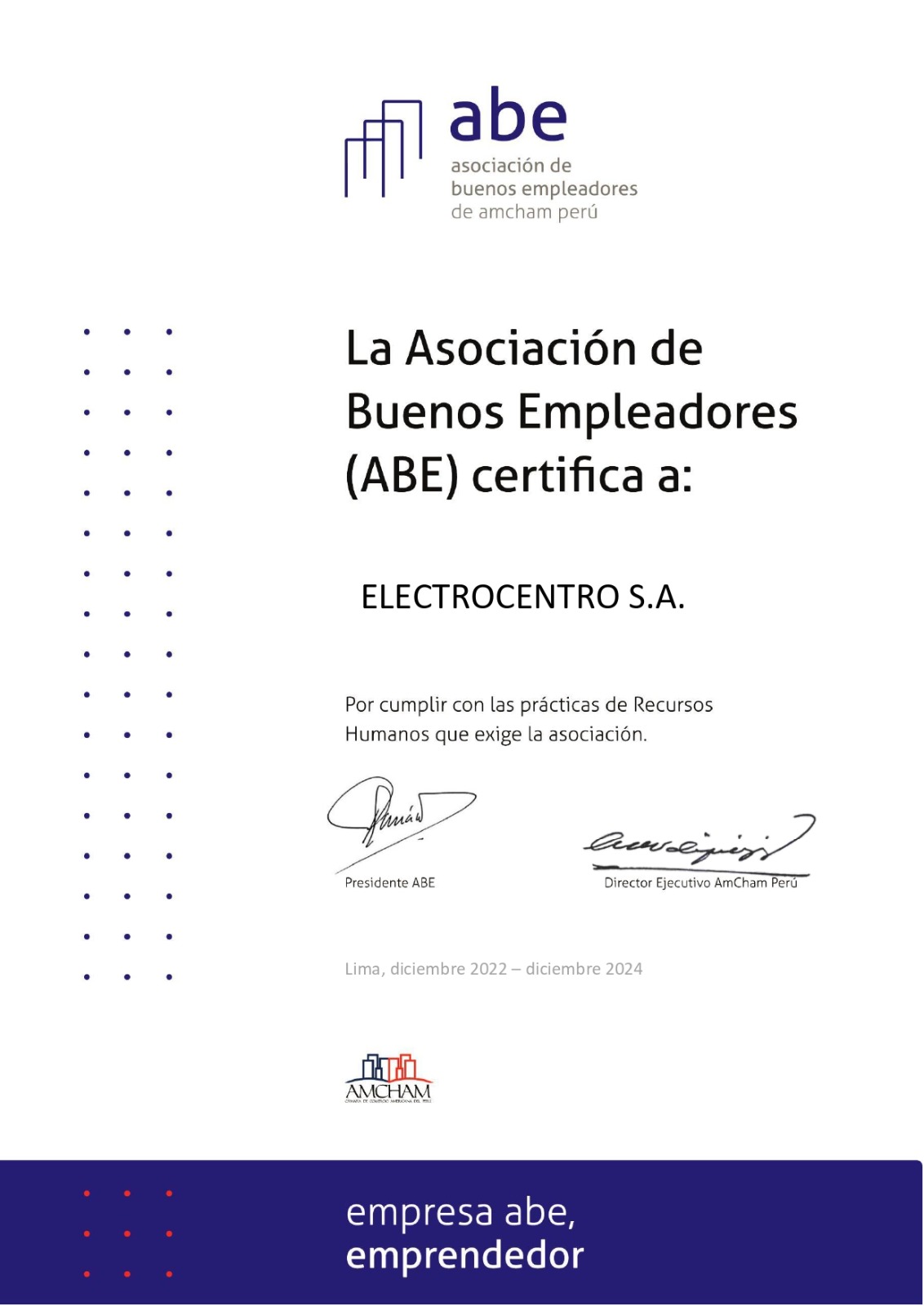 ELECTROCENTRO obtiene nuevamente certificación de la Asociación de Buenos Empleadores