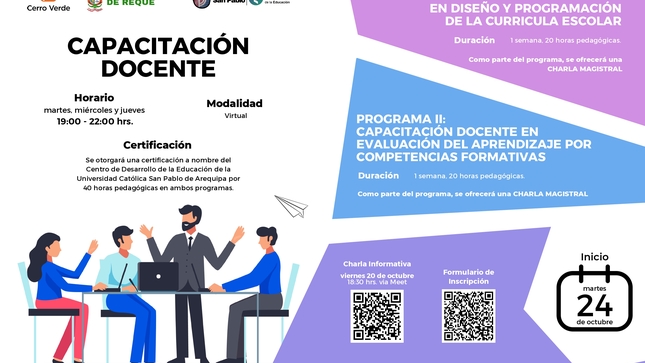 Esta es una gran oportunidad para los docentes de Reque, que podrán acceder a una capacitación de calidad y gratuita, gracias al apoyo de la Municipalidad de Reque y Cerro Verde.