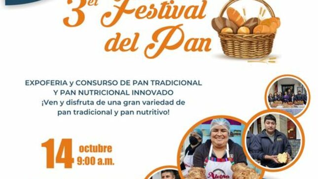 La Municipalidad Provincial de Cajamarca, celebra la fiesta del pan, iniciando la programación el día de mañana con un pasacalle, invitando a la colectividad a participar el sábado 14 de octubre, desde las 9:00 am. donde se realizará la  EXPOFERIA y EL III CONSURSO DE PAN TRADICIONAL Y PAN NUTRICIONAL INNOVADO.