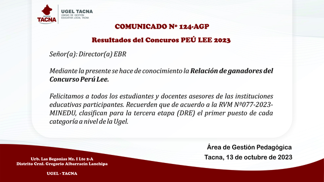 Comunicado Nº124-2023-AGP