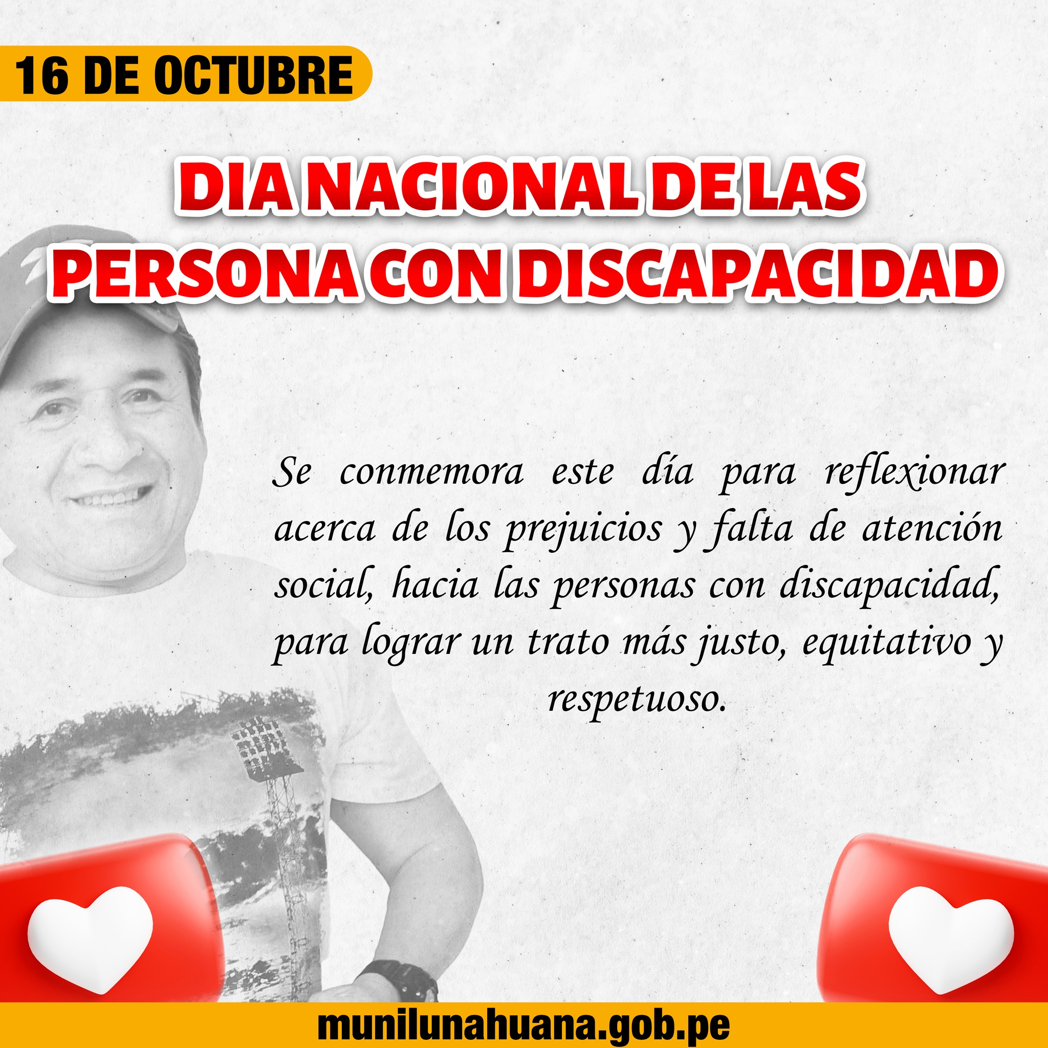 Se conmemora este día para reflexionar acerca de los prejuicios y falta de atención social hacia las personas con discapacidad, para lograr un trato más justo, equitativo y respetuoso.