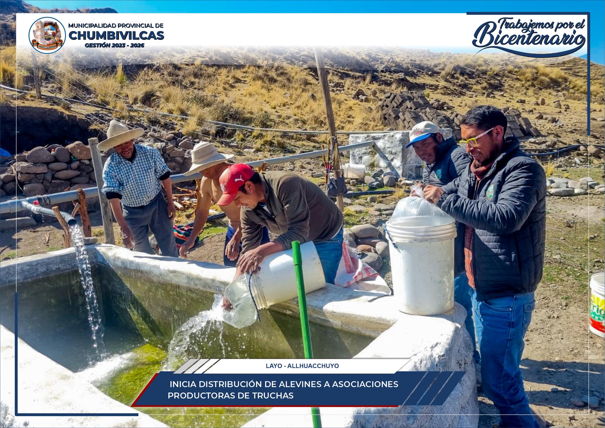 Inicia distribución de alevines a asociaciones productoras de truchas del distrito de Santo Tomás