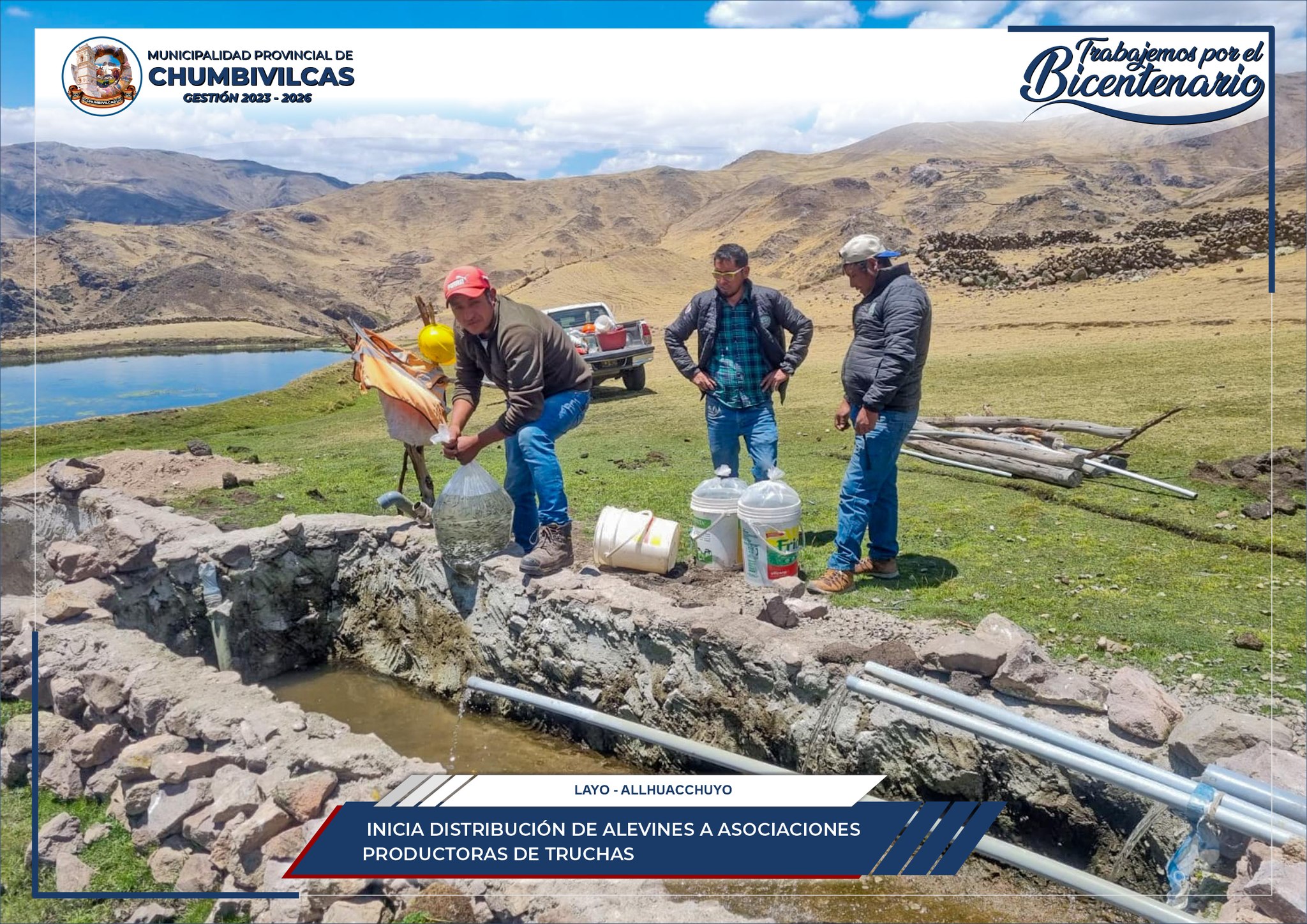 Inicia distribución de alevines a asociaciones productoras de truchas del distrito de Santo Tomás