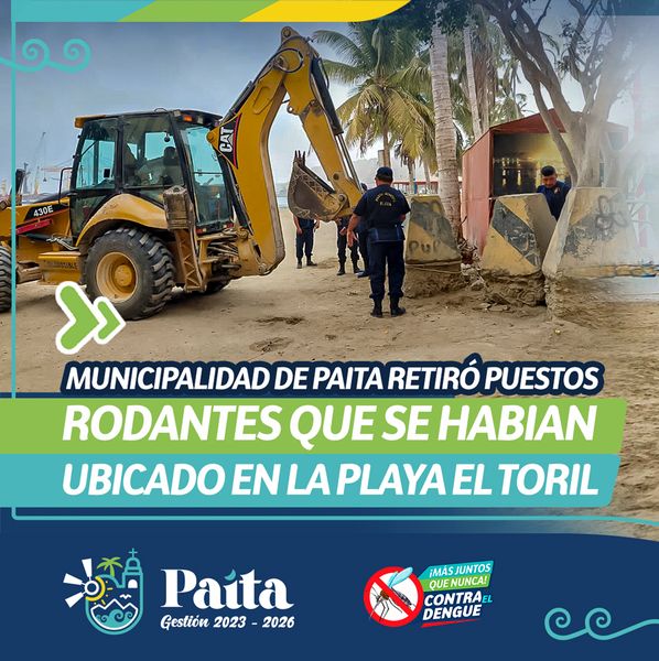 Municipalidad de Paita retiró puestos rodantes que se habían ubicado en la playa el Toril