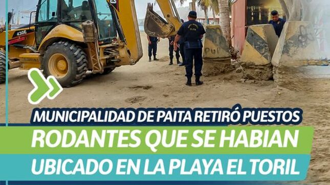 Municipalidad de Paita retiró puestos rodantes que se habían ubicado en la playa el Toril
