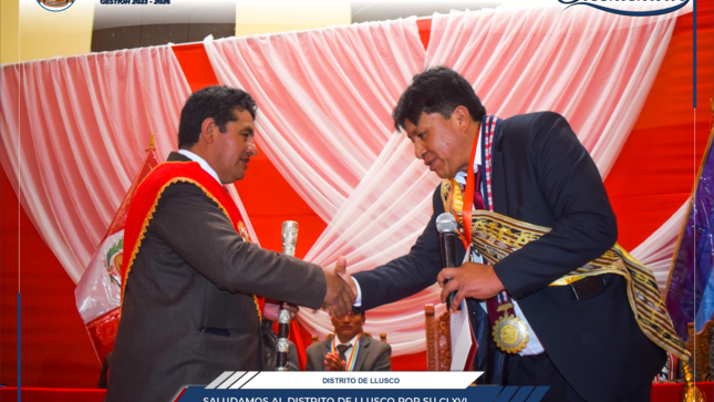 Municipalidad Provincial de Chumbivilcas saluda al distrito de Llusco por su CLXCI Aniversario de Creación Política 