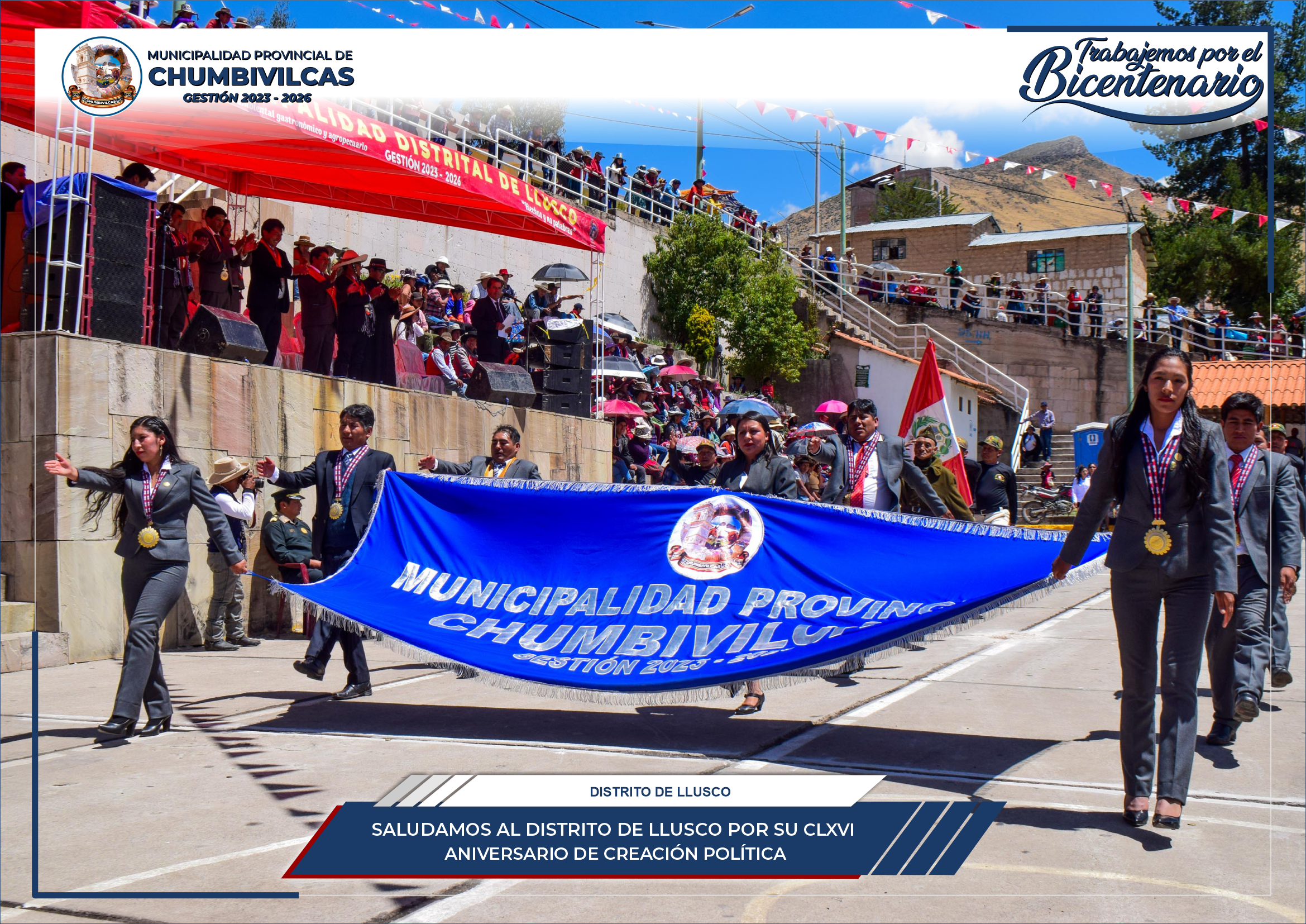 Municipalidad Provincial de Chumbivilcas saluda al distrito de Llusco por su CLXCI Aniversario de Creación Política